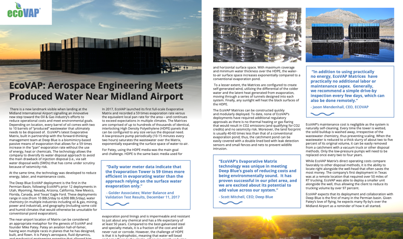screenshot of a magazine article featuring EcoVAP