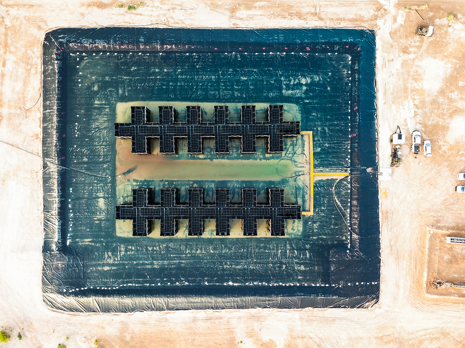 Aerial view of the matrix in a dried pond