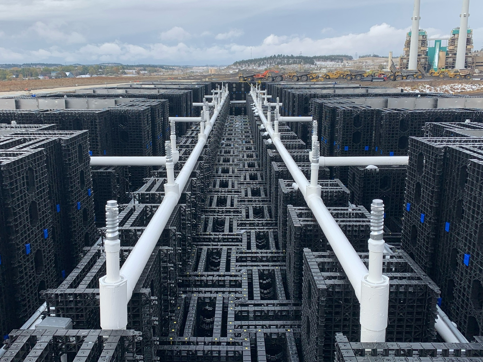 View from the top of the evaporative matrix on site at a thermoelectric power facility